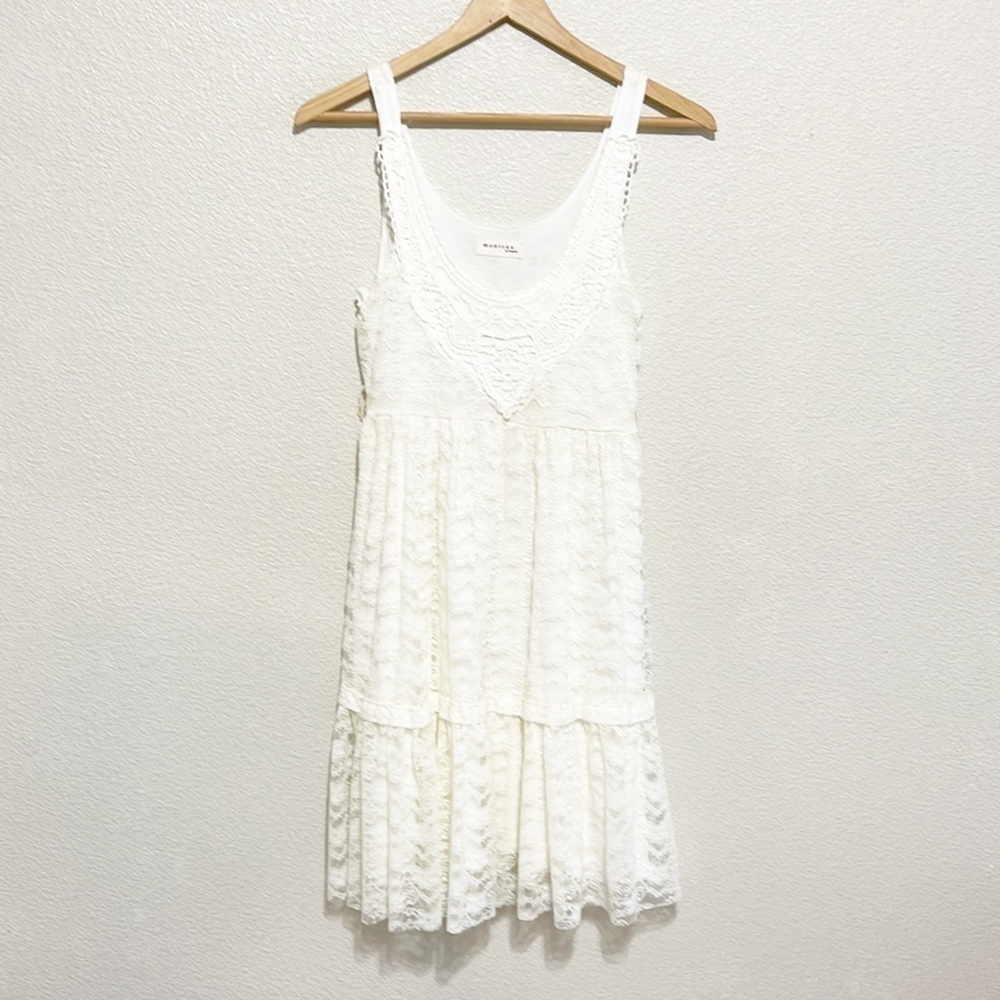 Monteau Ivory Lace Embroidery Midi Dress Size S